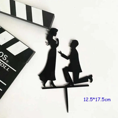 Wedding Cake Topper Bride Groom Mr Mrs Wedding Decorations Acrylic Black gold Cake Toppers Mariage Party Supplies Adult Favors Good Vibrations
