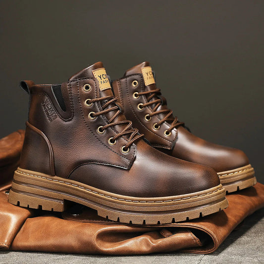 Boots Men All Season Outdoor Work Shoes Anti Slip and Comfortable Black Ankle  Boots Fashionable British Casual Denim Boots 2025 Good Vibrations
