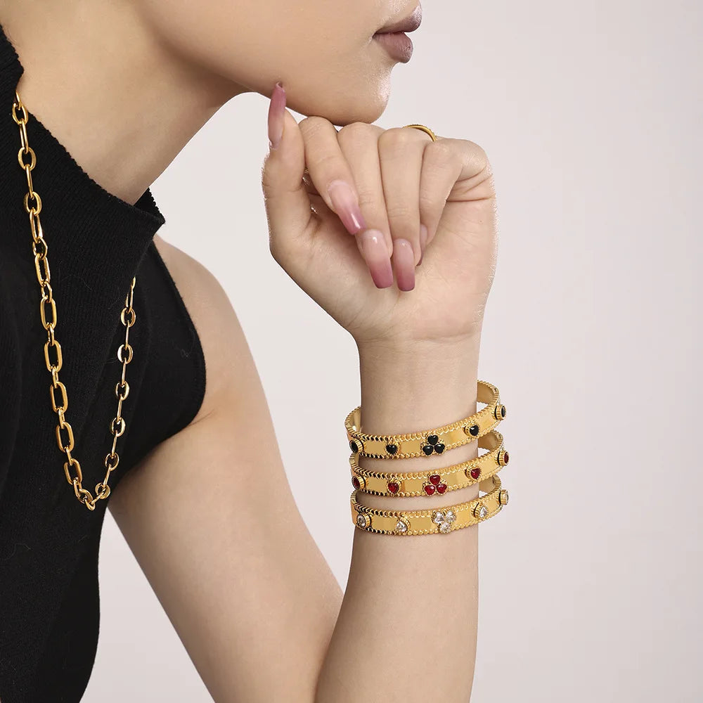 Women's Bracelet Gear Buckle Inlaid with Love Zircon Stainless Steel Fashion Versatile Jewelry Accessories Good Vibrations