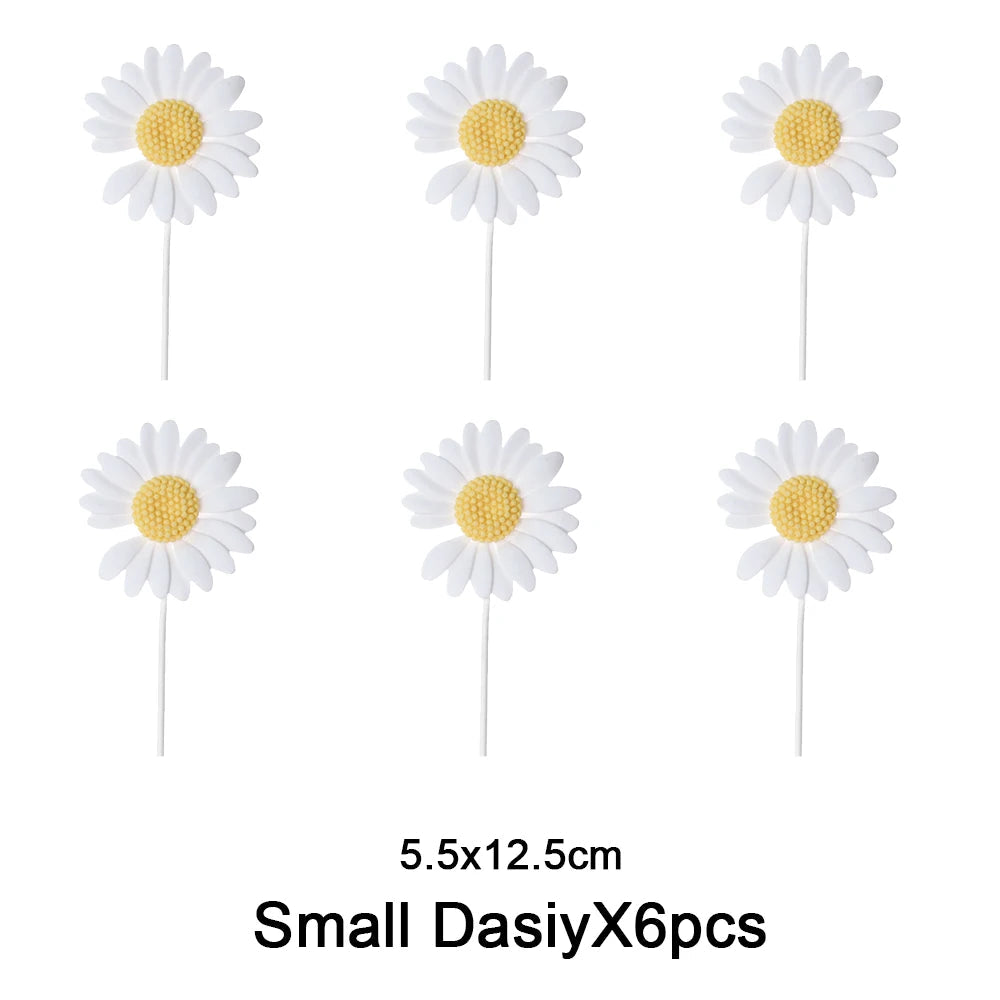 Daisy Bee Cake Toppers White Sunflower Bumble Bee Cake Decoration DIY Oh Babee Birthday Baby Shower Cupcake Topper Party Decor Good Vibrations