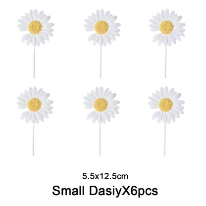 Daisy Bee Cake Toppers White Sunflower Bumble Bee Cake Decoration DIY Oh Babee Birthday Baby Shower Cupcake Topper Party Decor Good Vibrations