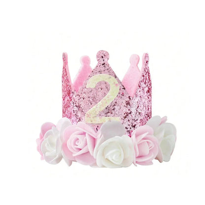 DIY 1st 2nd 3rd Birthday Crown Hat Handmade Accessories Baby One Happy Birthday Party Headband Hat Baby Shower Party Supplies Good Vibrations