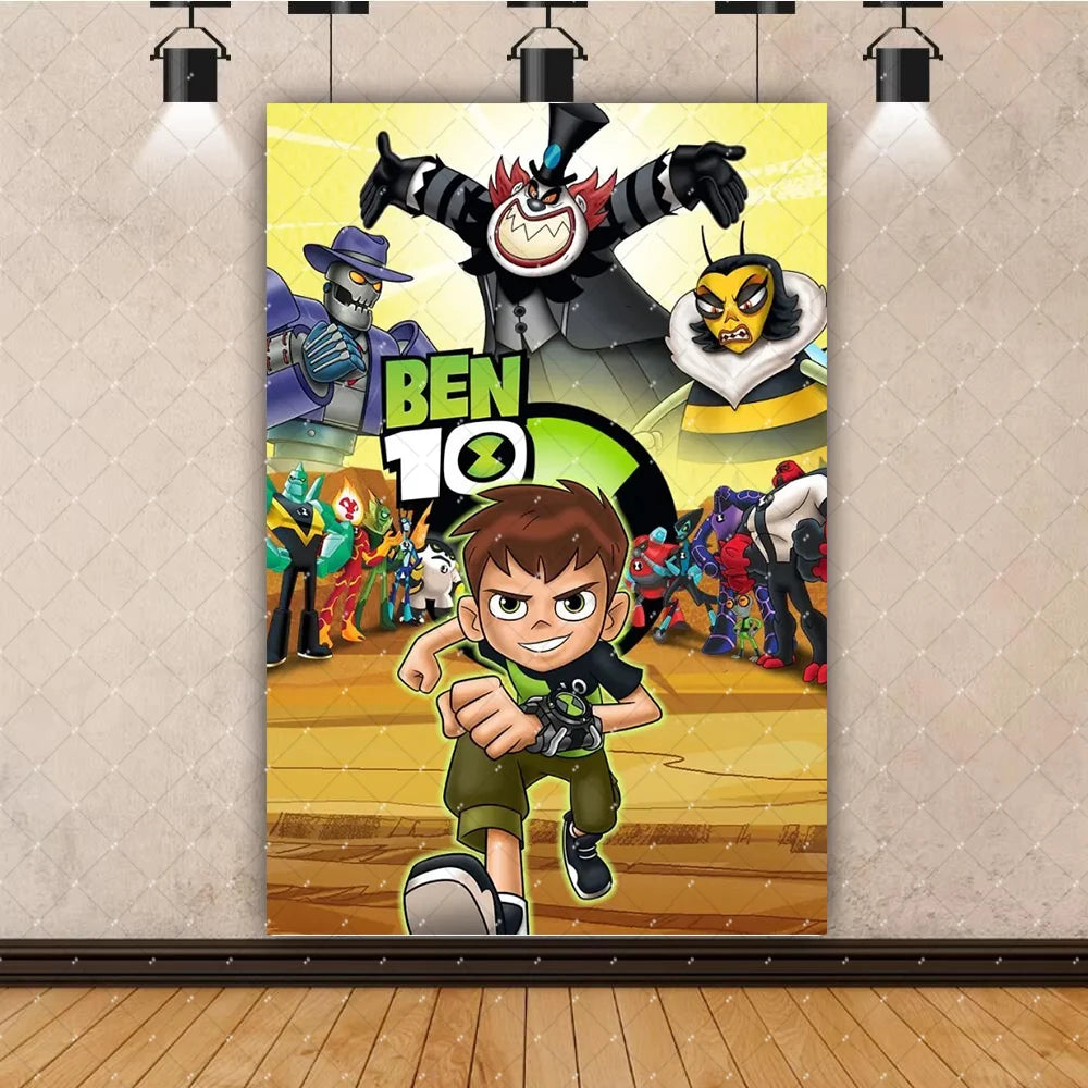 Cartoon Ben-10 Birthday Party Decoration Balloons Favor Set Banner Cake Toppers Baby Shower Boys Gift Party Supplies Photo Prop Good Vibrations