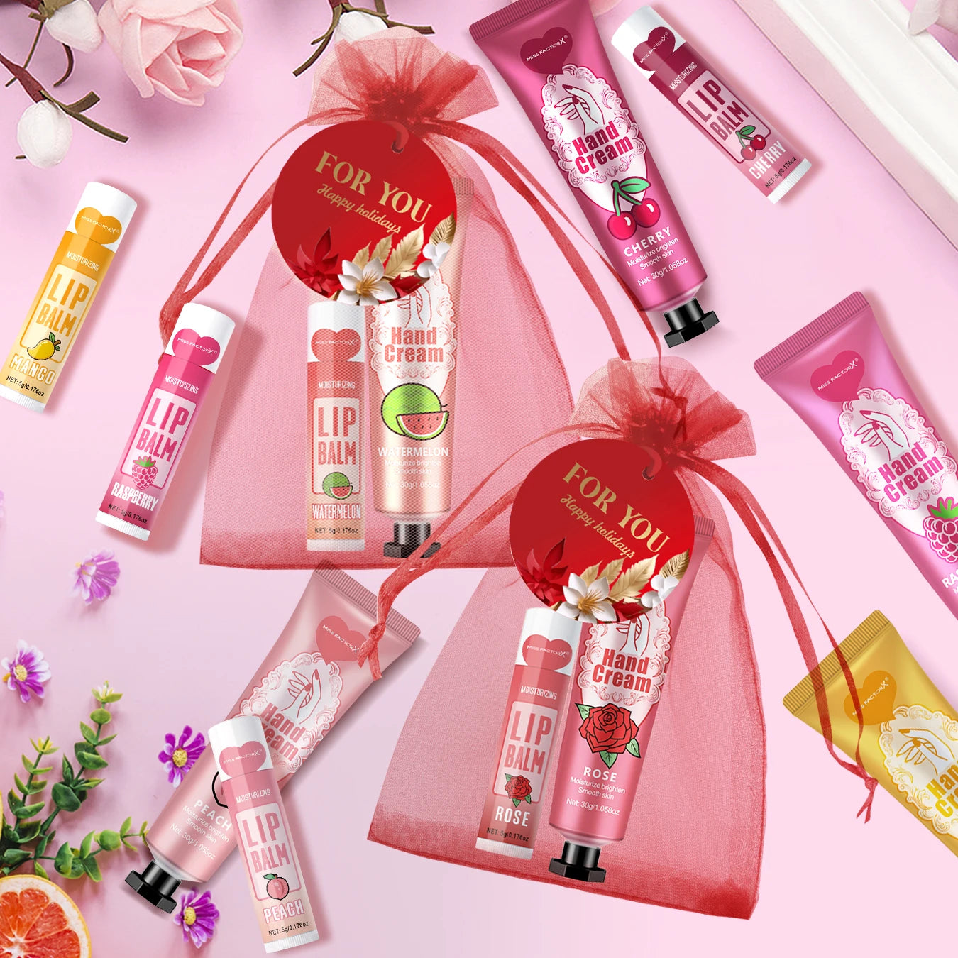 96pcs gift set hand cream and lip balm, with thank you card and organza bag, suitable for wedding, ladies party Good Vibrations