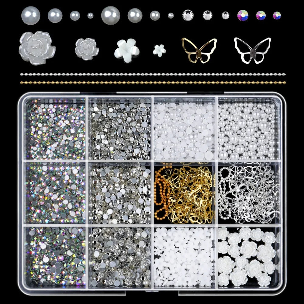 120pcs/box 3D Gold Bow Butterfly Nail Metal Charms Shiny Cute Bowtie/Diamond Star Nail Jewelry 120 Luxury Nail Art Supplies #RE4 Good Vibrations