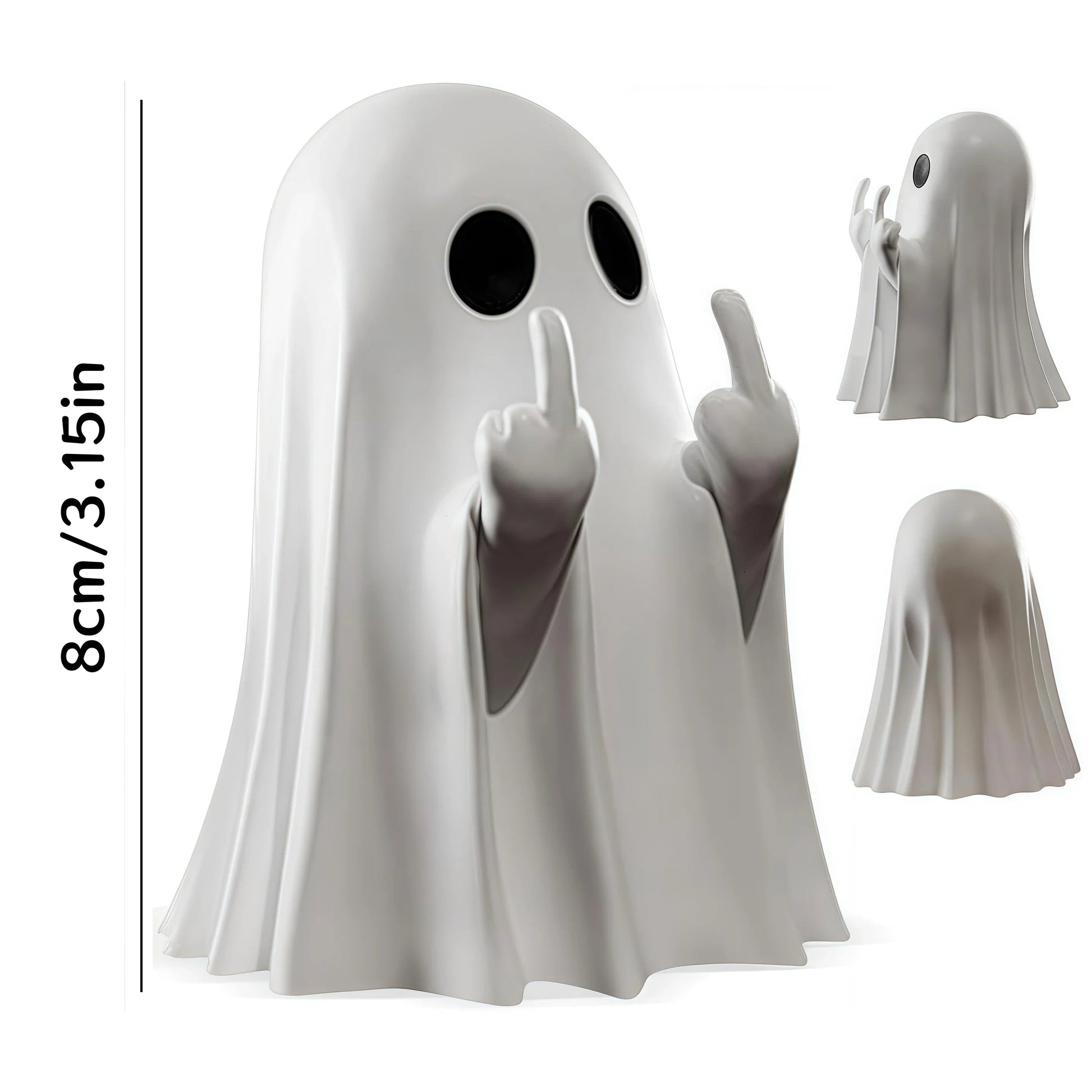 Halloween Middle Finger Ghost Statue Small Halloween Decor for Home Centerpiece for Coffee Table, Adorable Horror Figure Good Vibrations