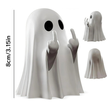 Halloween Middle Finger Ghost Statue Small Halloween Decor for Home Centerpiece for Coffee Table, Adorable Horror Figure Good Vibrations