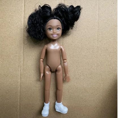 14cm Little Kelly Joints Movable 5-inch Boys Girls Dark Ordinary Skin Naked Body Reborn Bjd 1/12 Toys White Blonde Black Hair Good Vibrations