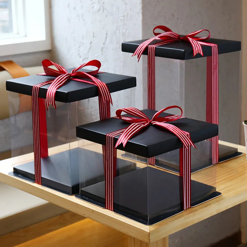 10 Set Clear Gift Box Cake Candy Chocolate Packaging Display Boxes PET Plastic Wedding Birthday Favor Holder Flower Diy Box Good Vibrations