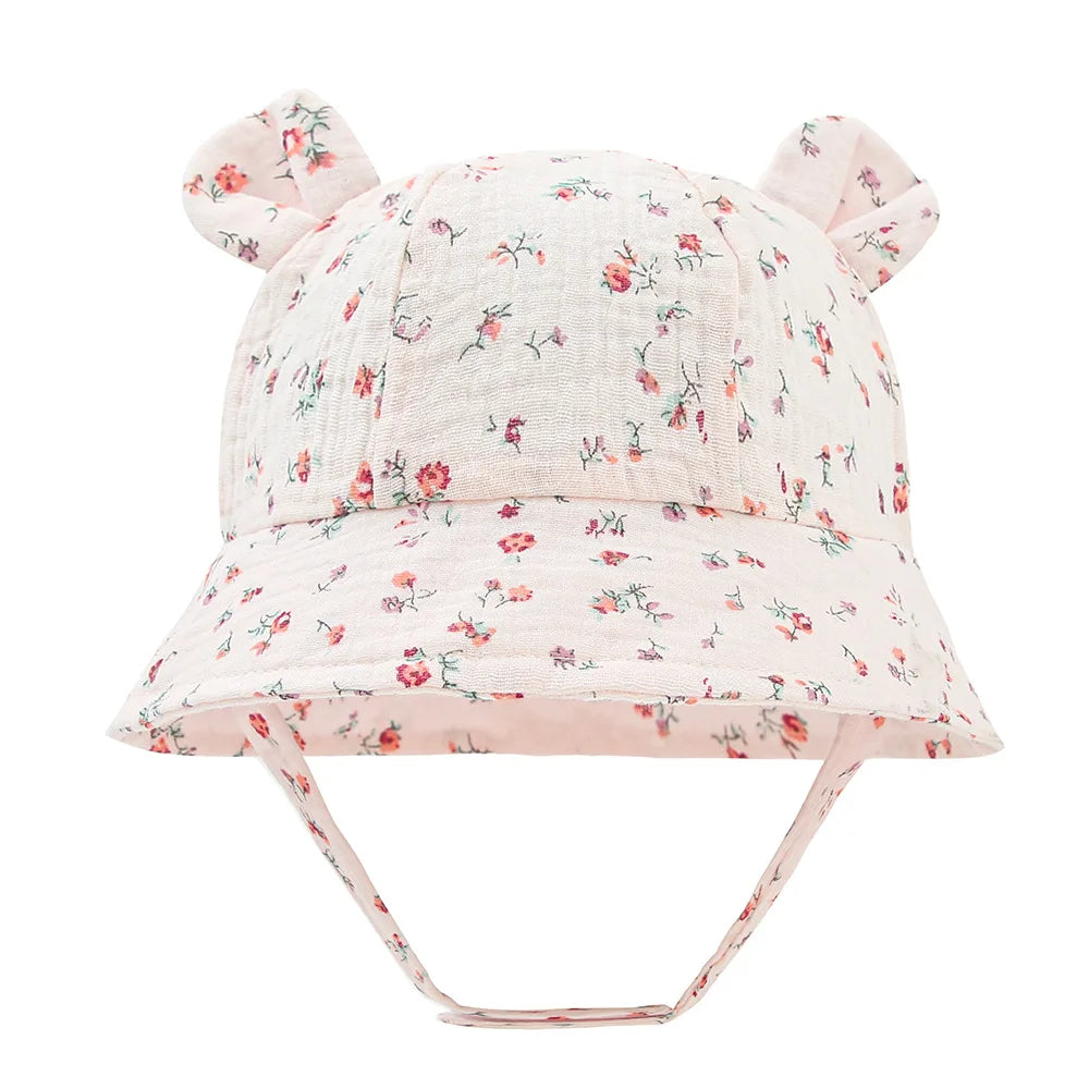 Hot Sell Soft Cotton Baby Bucket Hat Cute Ear Baby Girl Boys Hat Summer Autumn Kids Sun Panama Hat Outdoor Caps For 3-12 Months Good Vibrations