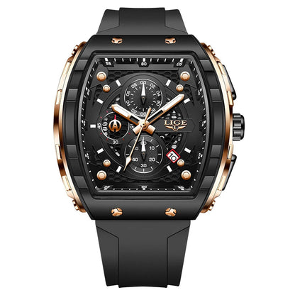 LIGE Top Brand Men's Watches Luxury Square Quartz Wristwatch Waterproof Luminous Chronograph Watch for Men Date Clock Good Vibrations