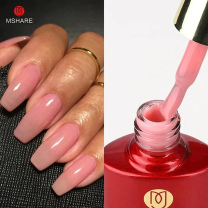 MSHARE Blush Pink Shade Color Rubber Base Gel Polish Nail Camouflage Nails Gel 10ml Good Vibrations