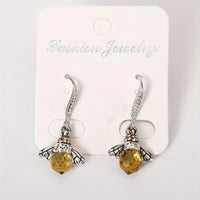 Charming Bee-inspired Jewelry Set - Glamorous Crystal Zirconia Earrings and Silver Plated Necklace and Bracelet Good Vibrations