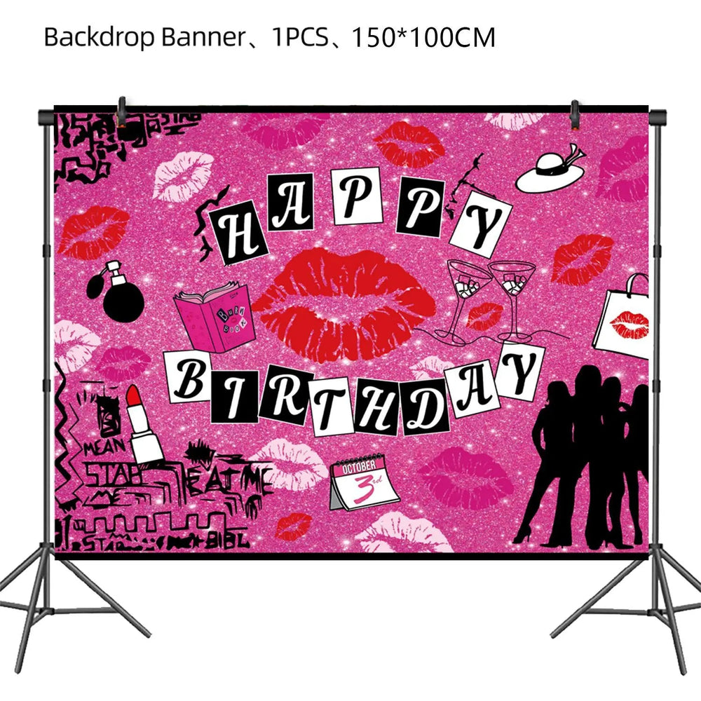 Mean Girls Party Decorations Tableware Paper Cups Plates Napkins Backdrop Tablecloths for girls Birthday Party Supplies Good Vibrations