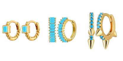 925 Sterling Silver Needle Summer Blue Earrings Trend 18K Gold Hoop Earrings for Women Fashion Puncture Jewelry Ear Accessories Good Vibrations