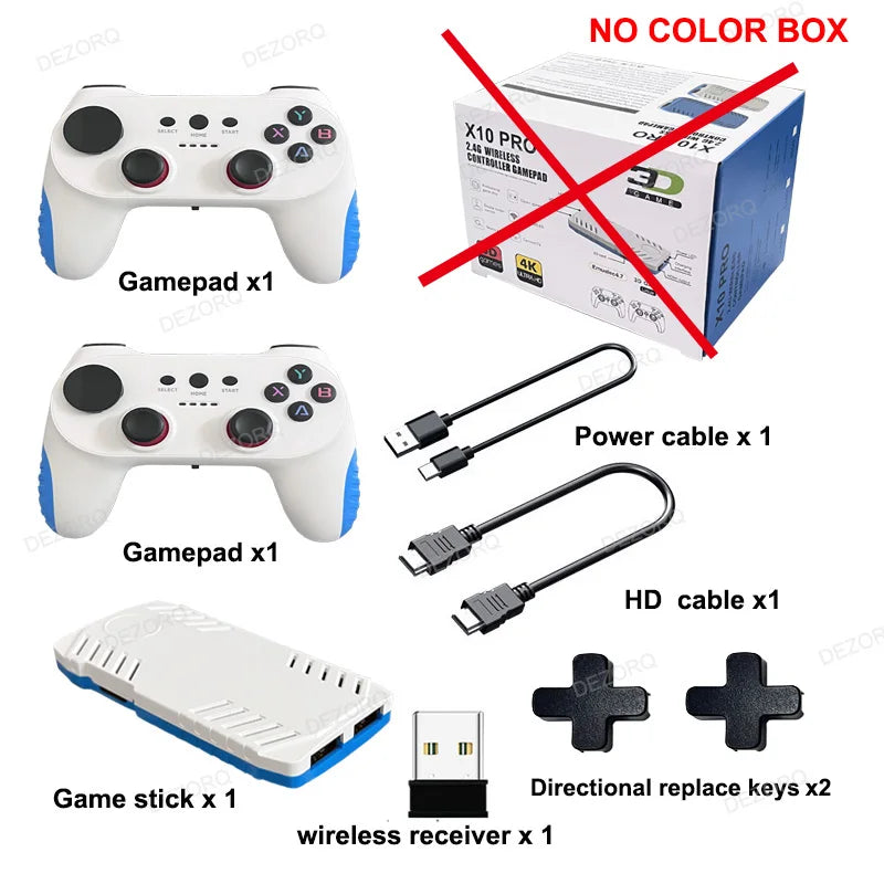 New TV Game Console 128G Built In 50000 Retro Games 50 Emulators Videojuegos Consola Dual Wireless Gamepad X10 Pro Game Stick 4K Good Vibrations