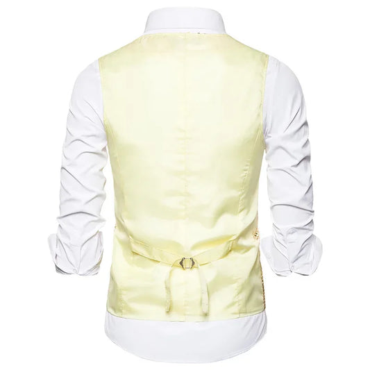 Gold Men's Sequin Vest Jacket, Single-breasted V-neck Sleeveless Vests Coat, Wedding Party Waistcoat Silver Blue Purple Red Tops