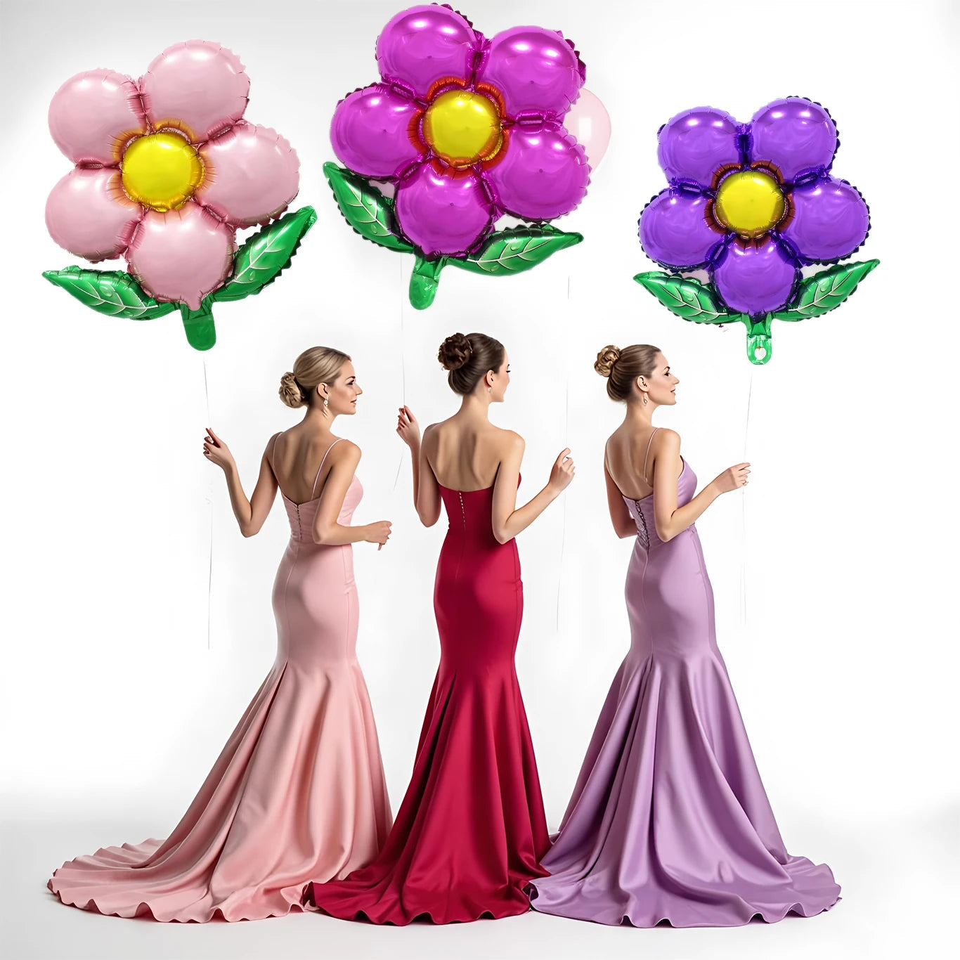 3pcs Flower Balloons Pink Rose Red Purple Flower Balloon Birthday Party Wedding Decorations Good Vibrations