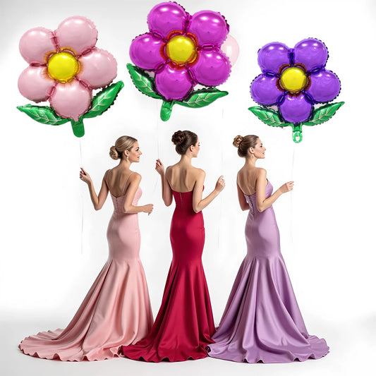 3pcs Flower Balloons Pink Rose Red Purple Flower Balloon Birthday Party Wedding Decorations Good Vibrations