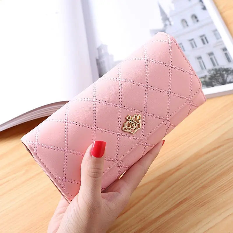 Plaid Long Wallet Women's PU Leather Slim Card Holder Coin Purse Phone Bag Money Organizer Fashion Wallet Good Vibrations