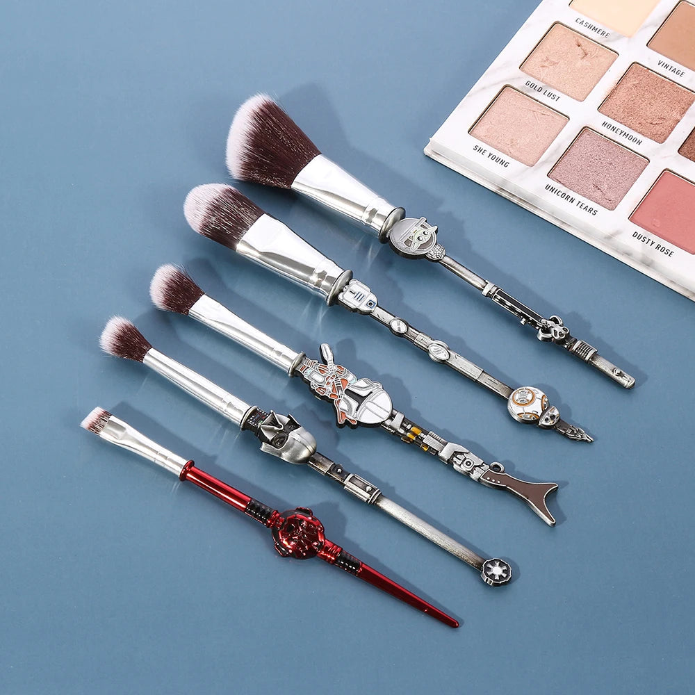 5pcs/set Star Wars Makeup Brush Bb8 Robot Yoda Baby Makeup Brush Spaceship Model Gift Professional Makeup Tool Set Good Vibrations