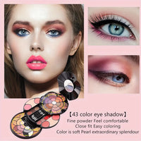57-Color Petal Makeup Palette with 43 Eyeshadows 4 Eyebrow Powders&Blush&Lipstick And 2 Pressed Powders - All-In-One Beauty Kit Good Vibrations