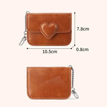 PULeather Card Holder Purse Women Cute Heart Shaped Small Wallet Multi-card Anti-magnetic Card Holder Travel Cash Coin Bag Good Vibrations