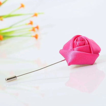 Men Boutonnieres for Wedding Groom Corsage Lapel Pins Ribbon Roses Flower Mensuit Buttonhole Brooch Marriage Accessories Good Vibrations