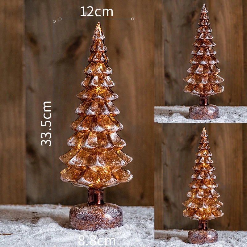 Christmas Tree Glass Night Light for Home Xmas Romantic Holiday Atmosphere Arbol De Navidad Ornaments LED Luminous Decoration Good Vibrations