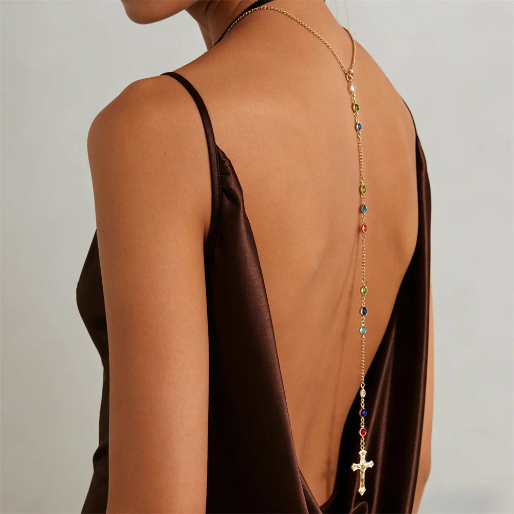 Simple Cross Pendant Colorful Chain Tassel Back Body Chain for Women 2026 Fashion Holiday Jewelry Good Vibrations