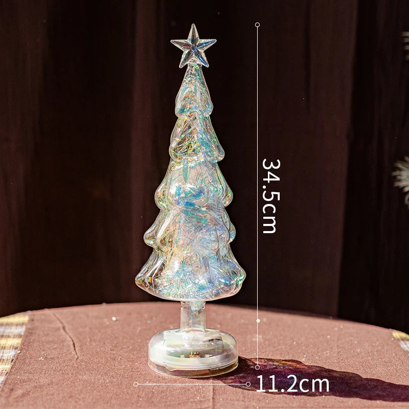 Christmas Tree Glass Night Light for Home Xmas Romantic Holiday Atmosphere Arbol De Navidad Ornaments LED Luminous Decoration Good Vibrations