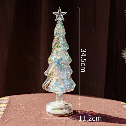 Christmas Tree Glass Night Light for Home Xmas Romantic Holiday Atmosphere Arbol De Navidad Ornaments LED Luminous Decoration Good Vibrations
