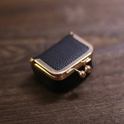 Litchi Grain Mini Bag, 2 Sizes Available, Retro Metal Kiss Lock, Portable Jewelry Pouch for Rings, Earrings & Necklaces Coin Pur Good Vibrations