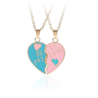 Fashion Best Friends Honey Love Couple Pendant Necklace 2 Pcs/ Set Chain Choke Broken Heart BFF Good Friendship Jewelry Gift Good Vibrations