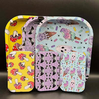 18*14cm Metal Rolling Storage Tray with  TinPlate Storage Box Tobacco Cigarettes Cases Holder Smoking Accessories Good Vibrations Adult Super Store