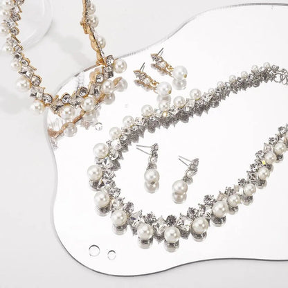 Graceful Sparkling Pearl Jewelry Set Elegant Exquisite Pearl Necklace Women Jewelry Multi-layer Pearl Dangle Earrings Party Good Vibrations Adult Super Store