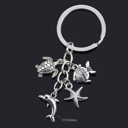 Fashion Animal Women Keychain Car Moon Cat Dog Love Heart Key Chain Friends Gift Jewelry Bag Pendant Wing Evil Eye Angel Turtles Good Vibrations