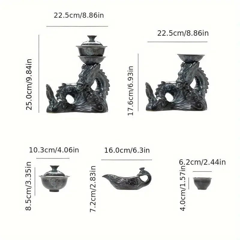 1 Set of Rotating Teapot, Ceramic Kiln Turns into Phoenix and Auspicious Teapot Set, Semi-Automatic Tea Set, Lazy Kung Fu Tea Set, All in One Coffee Drink Set, Novelty Tea Gift Good Vibrations