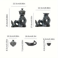 1 Set of Rotating Teapot, Ceramic Kiln Turns into Phoenix and Auspicious Teapot Set, Semi-Automatic Tea Set, Lazy Kung Fu Tea Set, All in One Coffee Drink Set, Novelty Tea Gift Good Vibrations