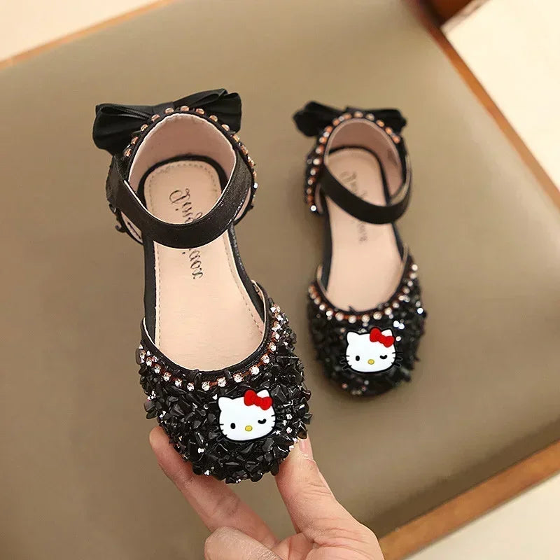 Sanrio hello kitty girls sandals summer new girls baby princess shoes children Baotou soft-soled crystal performance shoes girls Good Vibrations