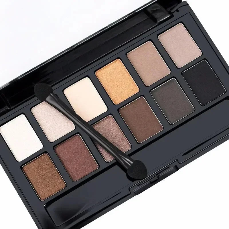 Professional 12 Colors Eyeshadow Palette Natural Shimmer Matte Nudes Cosmetic Eye Makeup Plate for Makeup Artists Good Vibrations