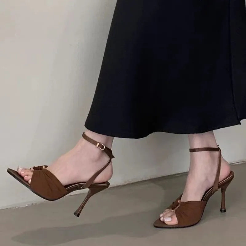 Sexy Super-high Heels Women Sandals Fad Pointed Toe Heeled Shoes 2025 Summer Stilettos Pumps Elegant Slingback Chaussures Femme Good Vibrations