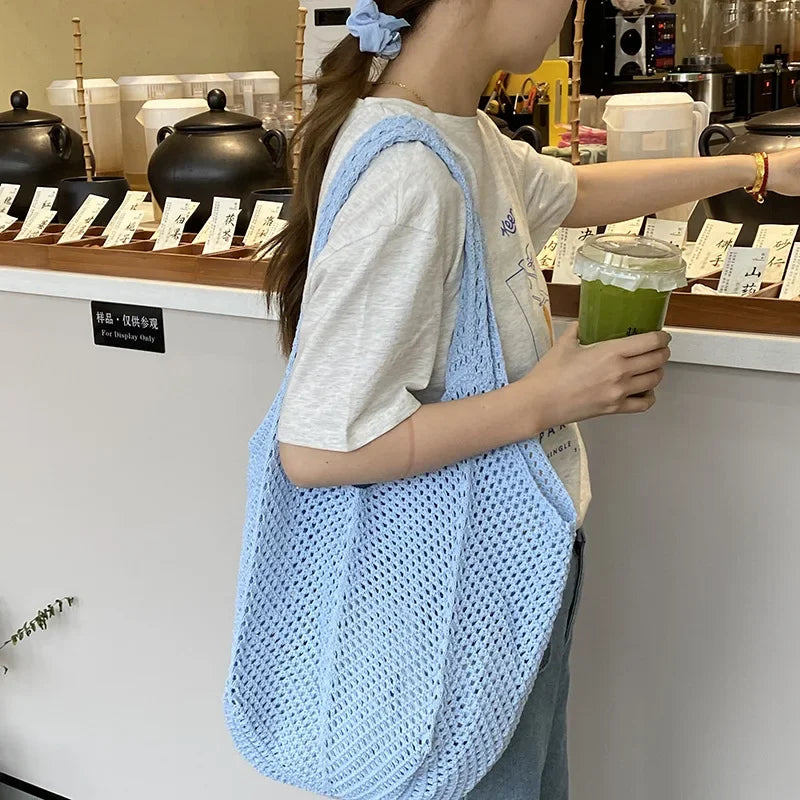 Women's Shoulder Bags Casual Straw Wicker Woven Ladies Handmade Totes Large Capacity Summer Beach Female's Messenger Bag Good Vibrations