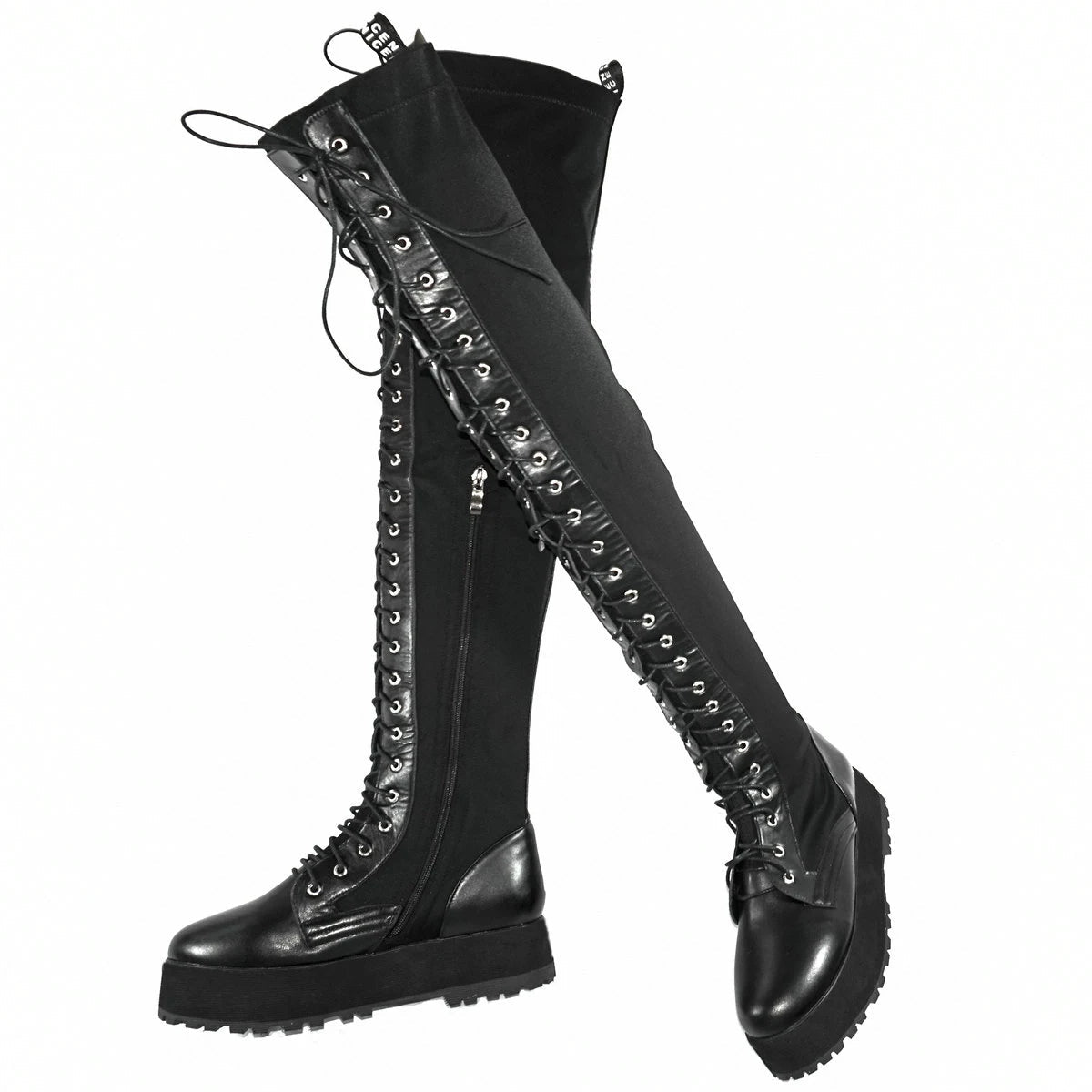 Thigh High Platform Pumps US 12 Shoes Women Plus Size 50 49 Black Patent Leather Over The Knee High Boots Big Size 48 47 Shoes Good Vibrations