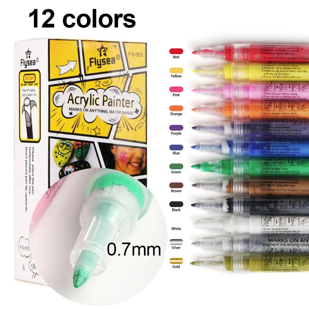 Nail Art Drawing Pen 12/18/24Colors Graffiti Acrylic Pen Waterproof Painting Liner DIY 3D Abstract Colorful Beauty Manicure Tool Good Vibrations