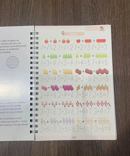 4 Books Montessori SANK English Magic Copybook Reusable Writing Practice 3D Calligraphy Book Wipe-free Education Books Good Vibrations