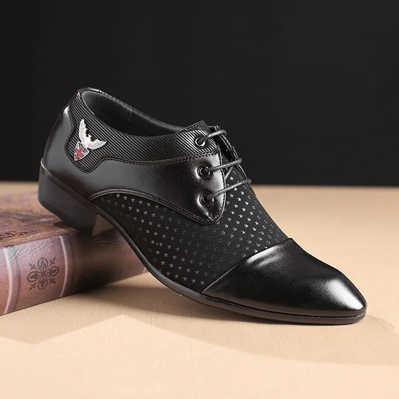 Mens Dress Shoes for Men Lace-Up Fashion Office High Quality Leather Comfy Business Man Formal Shoe Wedding Party Style Footwear Good Vibrations