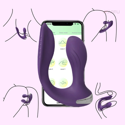 Women Dual Clit Stimulator Ended Vagina Anal Vibrator Female Masturbator Sex Toy