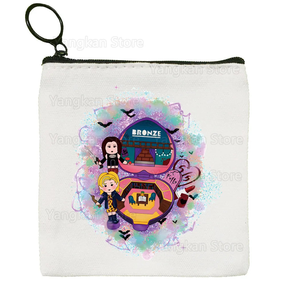Kawaii Polly Pocket Bag Pure White Bag Handmade Cloth  Coin Purse Whiteboard Bag Handbag Good Vibrations