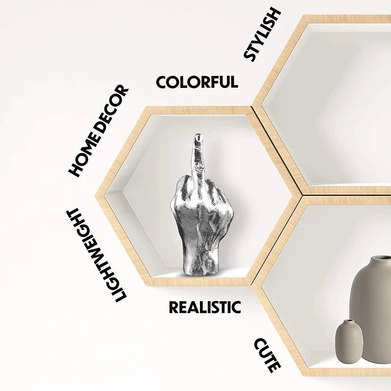 Desk Ornaments Of Middle Finger Statue Upright Middle Finger Arts Crafts Desktop Gesture Figurine Sculpture Living Room Dec Good Vibrations